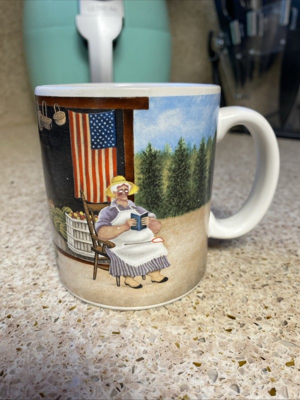 1986 Lowell Herrero Vandor Japan Vintage Coffee Mug “Fruit Stand” Good Americana