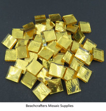 GOLD MIRROR Glass Mosaic Tile Pieces - 25 tiles - 15 mm x 4 mm