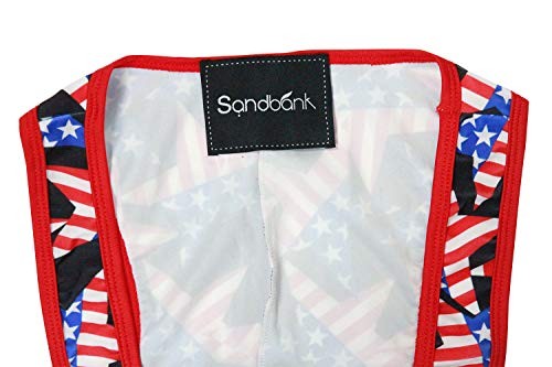 Men American Flag Wrestling Singlet Jockstrap Bodysuit X-Large Red & Blue #2 - Picture 5 of 7