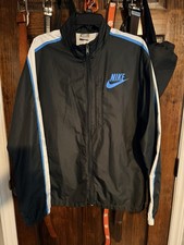 VINTAGE Nike Windbreaker Track Jacket Men's Size L Black Blue White Full Zip