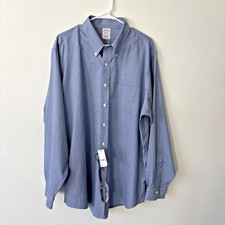 Brooks Brothers Button Front Dress Shirt Traditional Fit Blue 17-1/2 - 36 NWT
