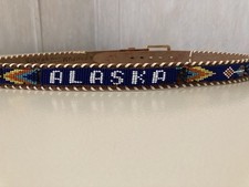 Alaska Vintage Souvenir Beaded Belt 38  Wampum Hand- Beaded, Multicolor