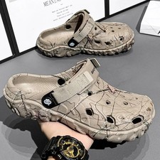 New Men’s Camo Slip-On Crocs Sandals Non-Slip Beach Garden Mules Summer Shoes UK