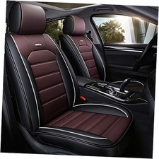 Leather Car Seat Covers Full Set, 5 Seats Faux Leather Without Pillows Brown
