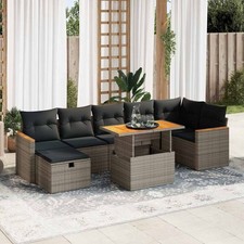 Salon de Jardin avec Coussins Canapés Patio 8 pcs Noir Résine Tressée vidaXL