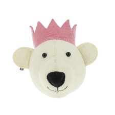 Bear Head with Pink Crown - Mini. Wall Art for Kids rooms