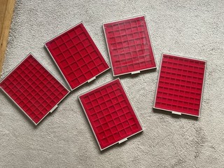 Lindner Münzboxen eckige Fächer 5 Stück gebraucht leer