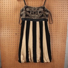 vtg SUE WONG Nocturne beaded metallic popcorn cocktail evening party dress sz 10
