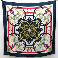 HERMES 'Eperon d'Or' Silk Carre Scarf made in france Unused Level Perfect