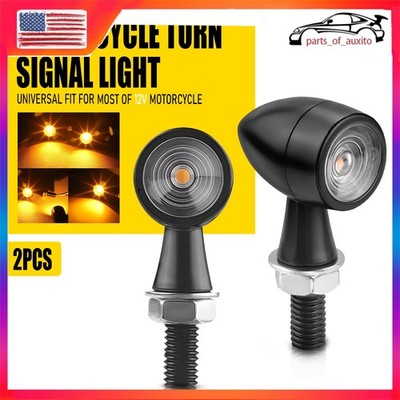 Motorcycle LED Turn Signals Light Amber Indicator Universal Bullet Mini Lamp H