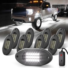 White LED Rock Lights Kits 6000K Rock Lights with Switch 8 Pods Pure White