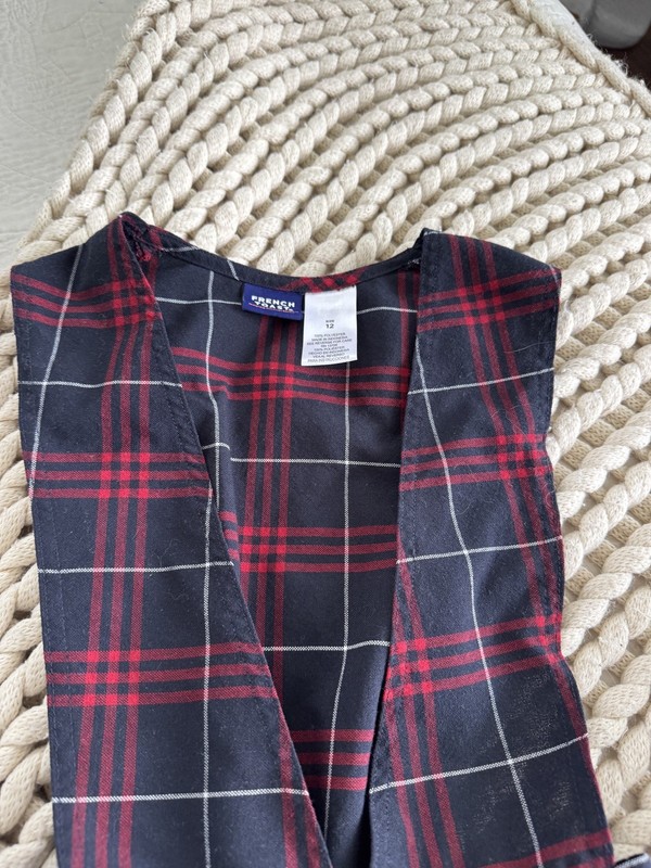 French Toast Brand Girls Size 12 School Uniform Jumper, Dress navy blue, red