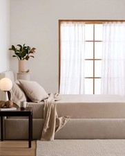 Quince European Linen Stripe Sheet Set Toffee Queen NEW