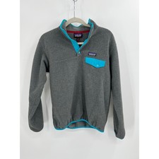 Patagonia Synchilla Snap-T Fleece Pullover M Gray Lago Blue Trim Common Threads