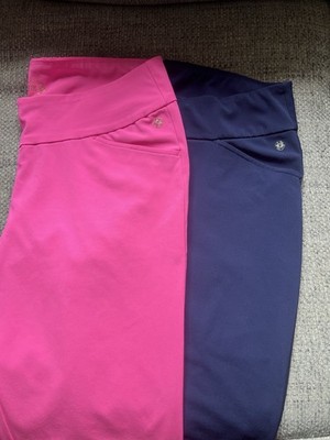 Lilly Pulitzer LUXLETIC Women's Pull-On Ankle Activewear Pants Size 16 Pink/Blue