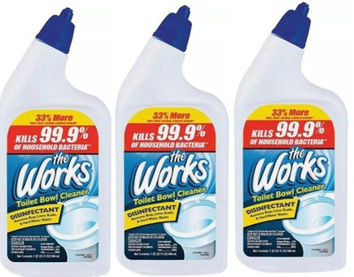 3 LARGE PACK, 32 Fl. OzEach bottle The Works Toilet Bowl Cleaner, Removes Stains