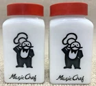 Vintage Deco McKee Embossed Art Salt And Pepper Shaker Set Milk Glass