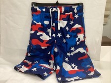 Kanu Surf Board Shorts Youth Boys Sz L 14-16 Patriotic Red White Blue NEW