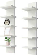 Wandregal Bücherregal 5 Regale | Schmal Holzoptik | Kinderzimmer Wohnzimmer Bad