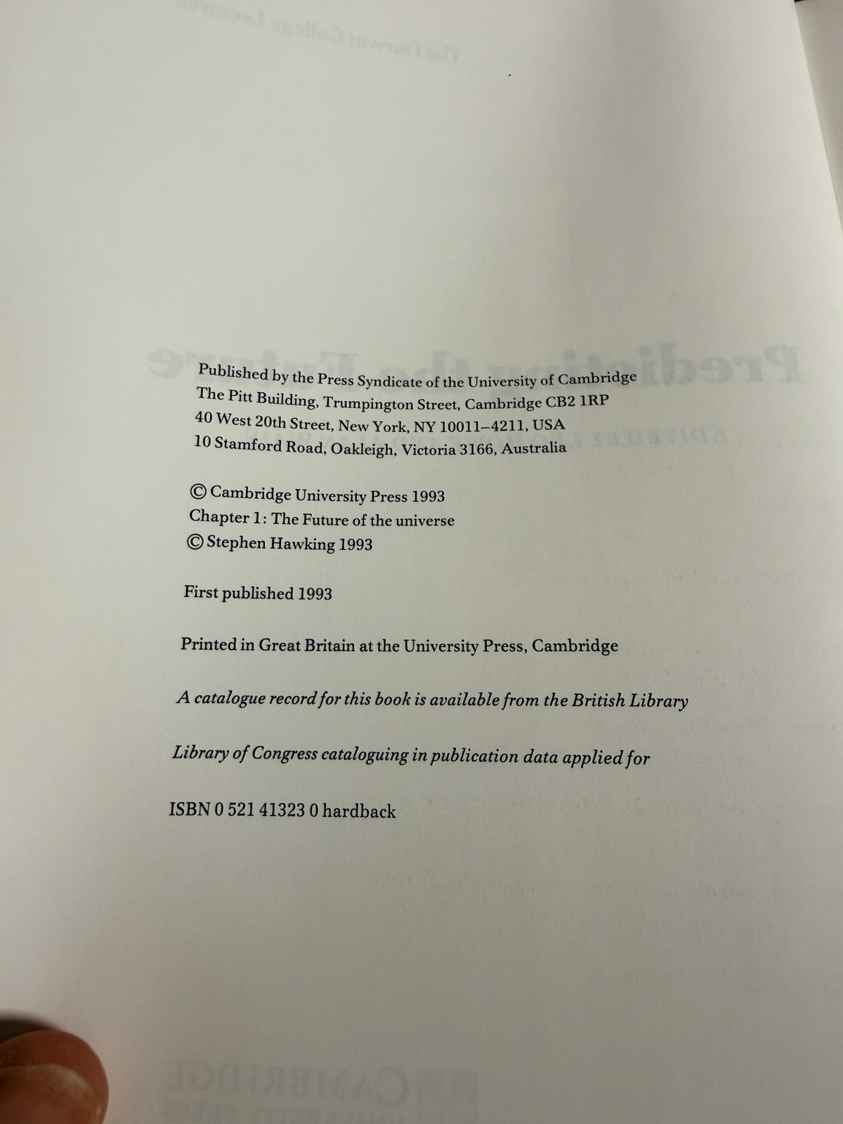 Predicting the Future Stephen Hawking 1993 First Edition Hardcover Cambridge image 5