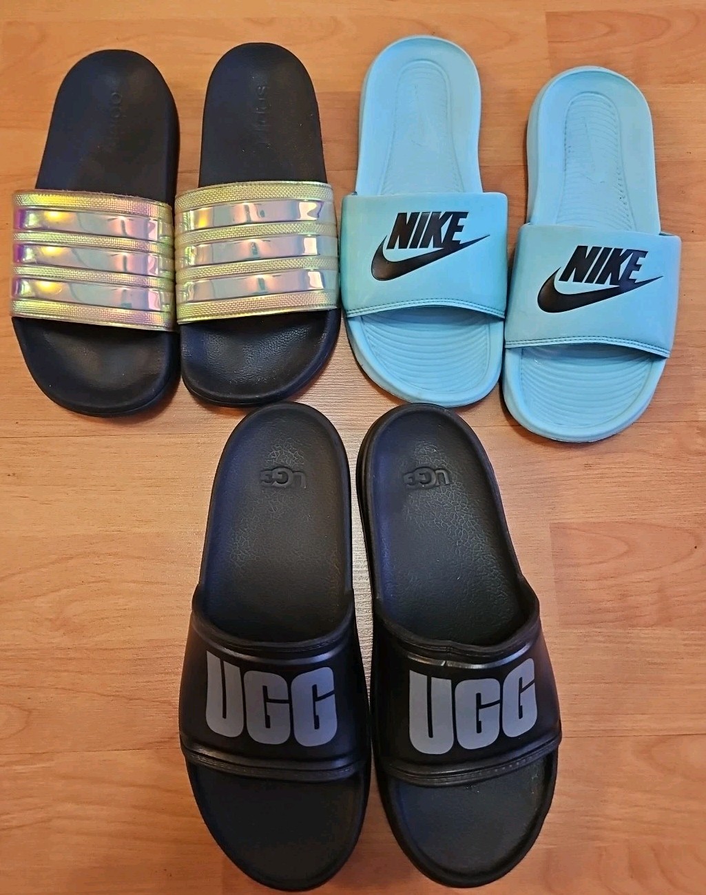 Lot of 3 Women's Size 8 Flip Flops - Nike Adidas UGG Brands