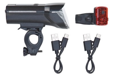 NEU Prophete Fahrrad LED Akku-Beleuchtungs-Set 100/50/25 Lux USB IPX4 220°