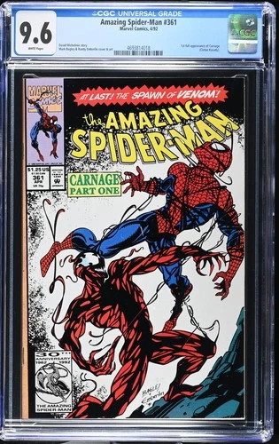 AMAZING SPIDER-MAN 361 CGC 9.6 WP V1 MARVEL 1992! 1ST FULL CARNAGE! 300!!!!!!!!!