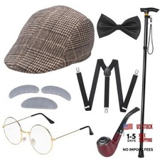 100 Days of School Costume, Old Man Costume Grandpa Accessories with Beret