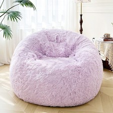 Giant 5ft Faux Fur Fluffy Beanbag Chair Shaggy Soft Bean Bag Cover *NO FILLER*