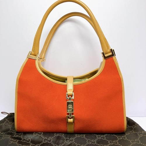 GUCCI Jackie handbag suede orange Vintage Authentic From Japan