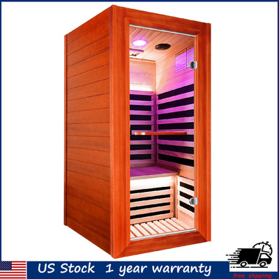 Indoor 1Person Sauna Far Infrared Oguman Wood Home Sauna Spa Detox Therapy 1080W