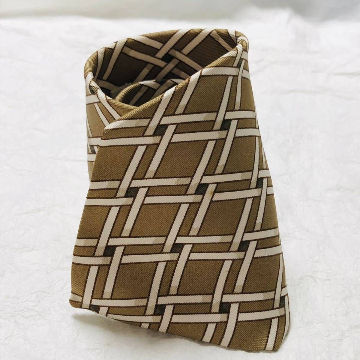 Good condition HERMES Tie Checkered Pattern Baske… - image 2