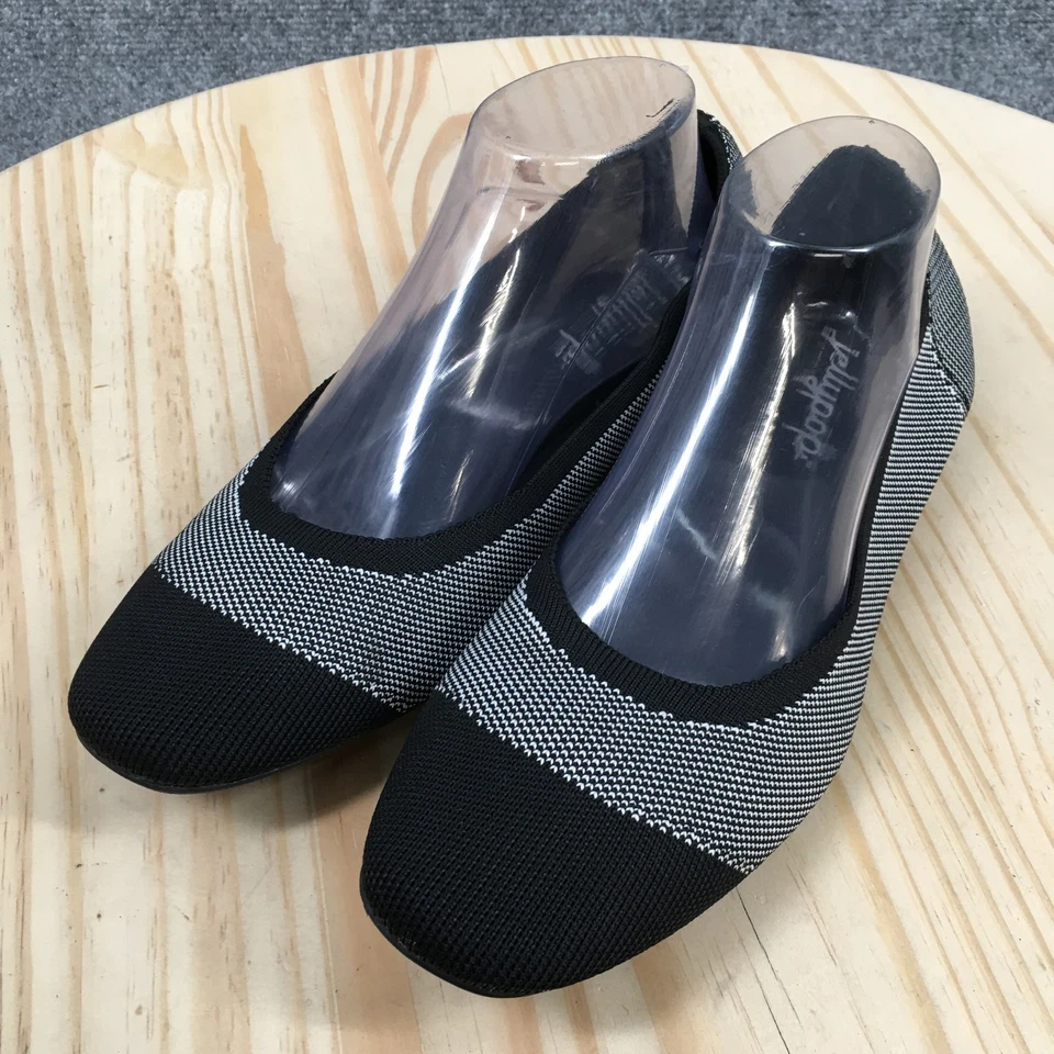 Zapatos Jellypop para mujer 9 M Ellen informales sin cordones tejidos ballet planos negros blancos Foto 4 de 4
