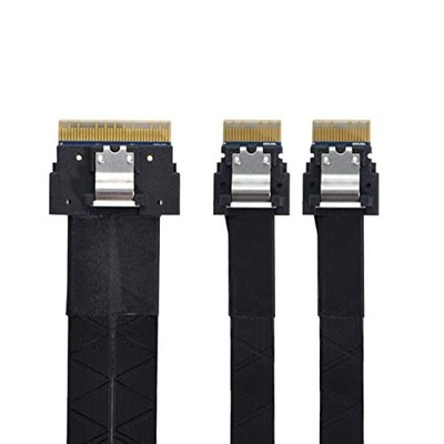 PCI-E SAS Cable SFF-8654 8i to Dual SFF-8654 4i 40cm Slimline 4.0 Adapter