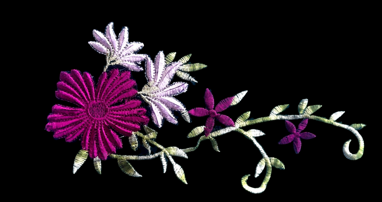 purple/lavender/green Floral Embroidery, Iron-On Applique 8 