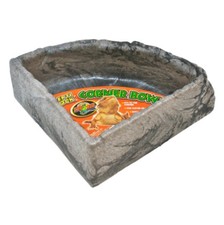 Reptile Rock Corner Water Dish Large Stone Rectangular Terrarium Bowl Easy Clean