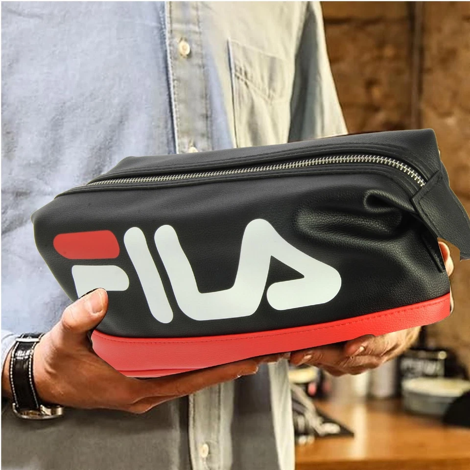 Genuino Fila Negro Dopp Kit Cosméticos Artículos de Aseo Ducha Afeitado Kit Bolsa Foto 2 de 4