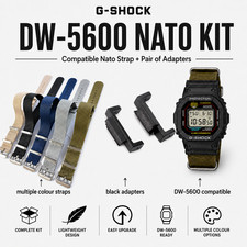 Casio G-Shock M5600 NATO Strap Adapter Kit GW-M5600 DW-5600 16mm to 22mm