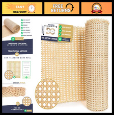 Natural Rattan Cane Webbing Roll Prewoven Wicker Sheet for Furniture Repair, C