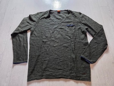 Pullover Feinstrick Boss Hugo Boss Herren Größe L dunkelgrün V-Ausschnitt