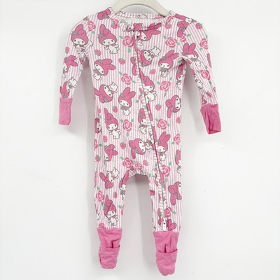 Posh Peanut Baby My Melody Sanrio Pink Striped Bamboo Zippy Footie Pajamas 3-6M