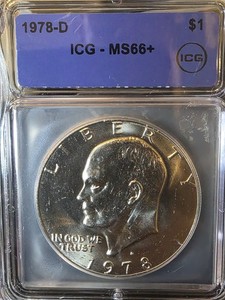 1978-D Eisenhower Dollar ICG MS66+ Blue Label Awesome Looking Coin