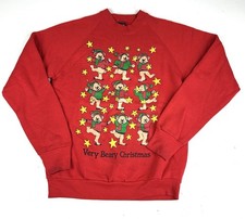 Vintage 90s Screen Stars Dancing Bears Christmas Crewneck Large Sweatshirt Ugly