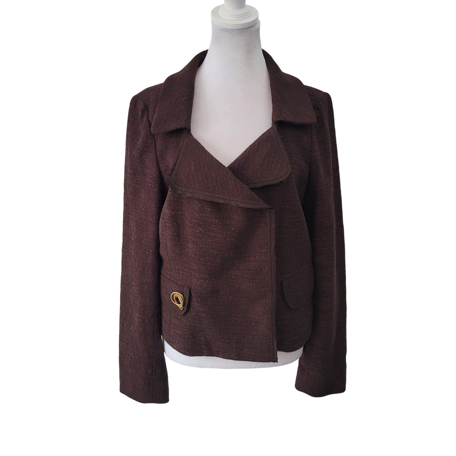 Banana Republic Size 10 Brown Tweed Blazer Retro Preppy Academic Jacket