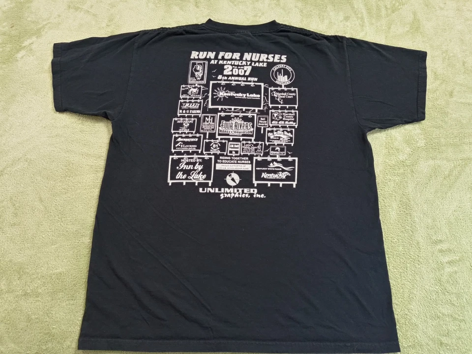 Vintage 2007 Run For Nurses T-Shirt Men’s XL Black Anvil Motorcycle Rally Kentuc - Image 2 of 4