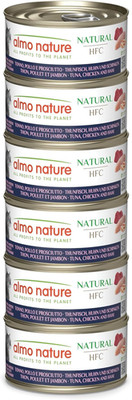 Almo Nature HFC Natural Katzen Nassfutter 6x70g Thunfisch Huhn Schinken