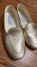 DANIEL GREEN WOMEN'S MEG GOLD COLOR LEATHER SLIP-ON SLIPPERS SIZE 6.5