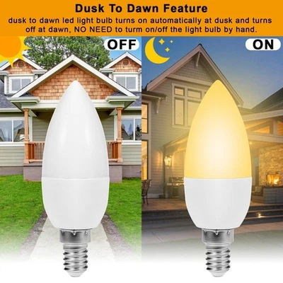 Dusk to Dawn Night Light Bulbs E27 E14 Sensor Light Bulbs C37 Candelabra Bulb