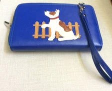Women's Wallet with Wristlet Blue Dog Design Unique Style Brand New Vintage!