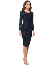 Betsy Adam Women's Soutache Mesh Long-Sleeve Sheath Dress - Black - 4